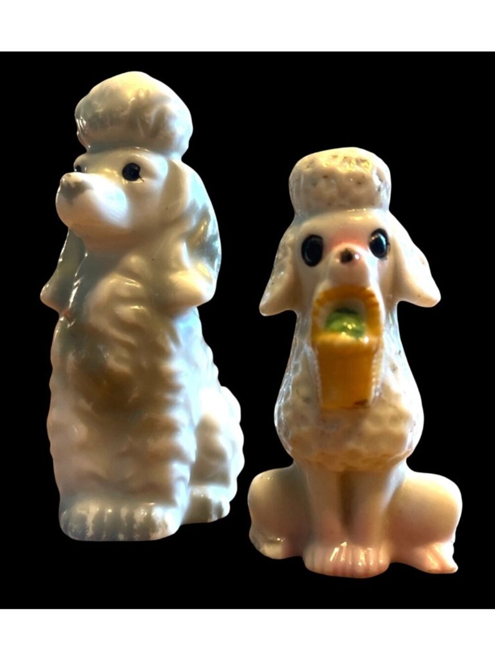 Vintage Mini Ceramic Poodle Figurines Set Japan Collectible Decor